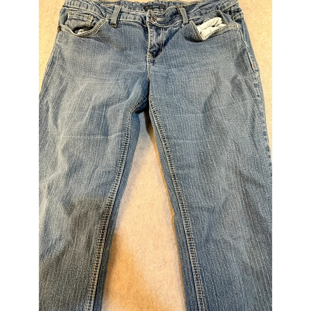Blue Asphalt Womens Bootcut Jeans Size 13x31 Medium Wash Low Rise Double Button